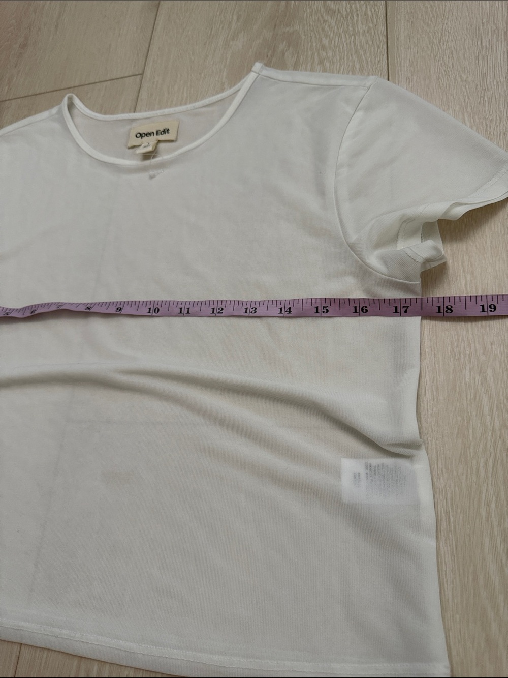 Open Edit Sheer Short Sleeve White Crop Tee - Picture 5 of 8